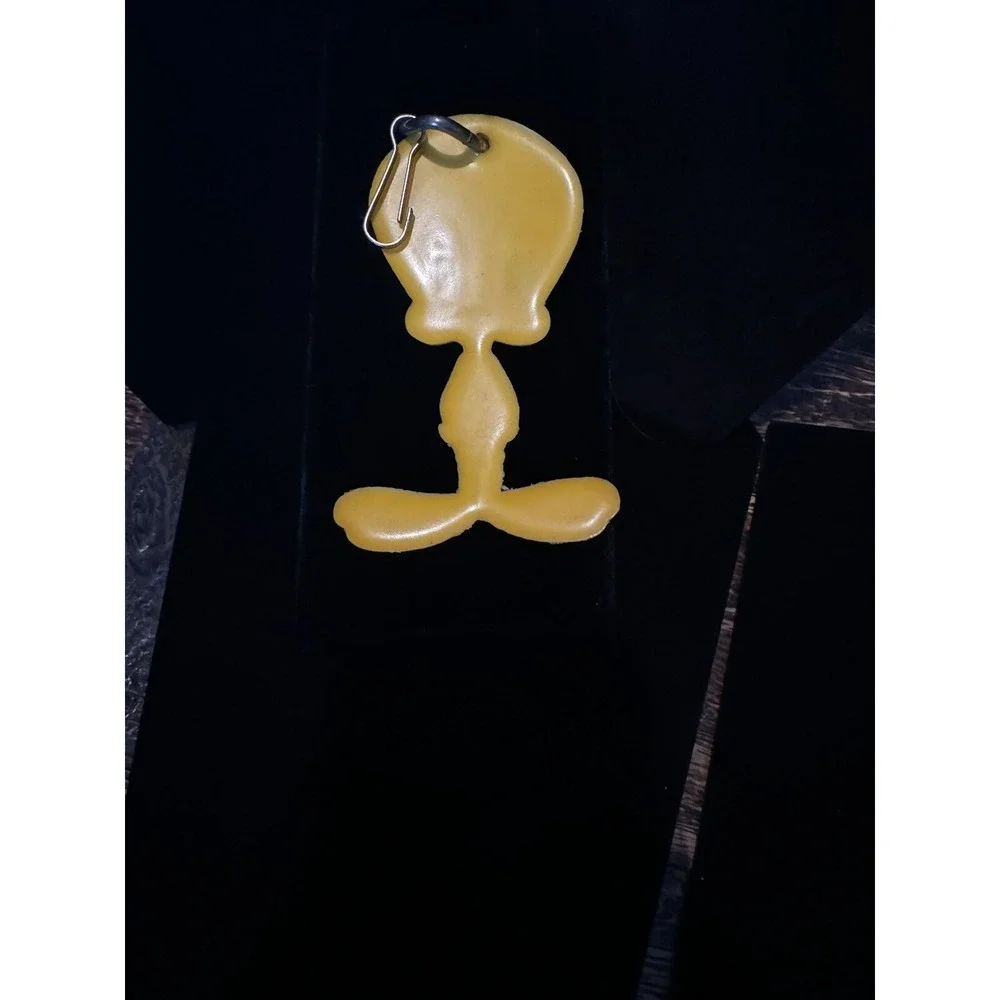 Vintage 1989 Tweety Bird Keychain Luggage Tag Ring Looney Tunes Warner Bros